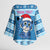 Personalized Blue Tiger Christmas Kimono Sleeve Blouse Kawaii Derpy Tiger Santa Mode - Wonder Print Shop