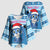 Personalized Blue Tiger Christmas Kimono Sleeve Blouse Kawaii Derpy Tiger Santa Mode - Wonder Print Shop