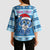Personalized Blue Tiger Christmas Kimono Sleeve Blouse Kawaii Derpy Tiger Santa Mode - Wonder Print Shop