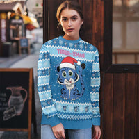 Personalized Blue Tiger Christmas Ugly Christmas Sweater Kawaii Derpy Tiger Santa Mode - Wonder Print Shop