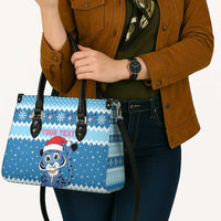 Personalized Blue Tiger Christmas Leather Bag Kawaii Derpy Tiger Santa Mode - Wonder Print Shop