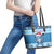Personalized Blue Tiger Christmas Leather Tote Bag Kawaii Derpy Tiger Santa Mode - Wonder Print Shop