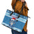 Personalized Blue Tiger Christmas Leather Tote Bag Kawaii Derpy Tiger Santa Mode - Wonder Print Shop