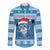 Personalized Blue Tiger Christmas Long Sleeve Button Shirt Kawaii Derpy Tiger Santa Mode - Wonder Print Shop