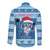 Personalized Blue Tiger Christmas Long Sleeve Button Shirt Kawaii Derpy Tiger Santa Mode - Wonder Print Shop