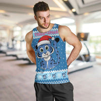 Personalized Blue Tiger Christmas Men Tank Top Kawaii Derpy Tiger Santa Mode - Wonder Print Shop