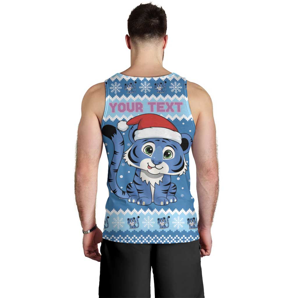 Personalized Blue Tiger Christmas Men Tank Top Kawaii Derpy Tiger Santa Mode - Wonder Print Shop
