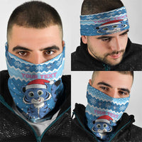 Personalized Blue Tiger Christmas Neck Gaiter Kawaii Derpy Tiger Santa Mode - Wonder Print Shop