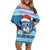Personalized Blue Tiger Christmas Off Shoulder Short Dress Kawaii Derpy Tiger Santa Mode - Wonder Print Shop