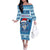 Personalized Blue Tiger Christmas Off The Shoulder Long Sleeve Dress Kawaii Derpy Tiger Santa Mode - Wonder Print Shop