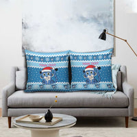 Personalized Blue Tiger Christmas Pillow Cover Kawaii Derpy Tiger Santa Mode - Wonder Print Shop
