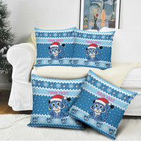 Personalized Blue Tiger Christmas Pillow Cover Kawaii Derpy Tiger Santa Mode - Wonder Print Shop