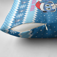 Personalized Blue Tiger Christmas Pillow Cover Kawaii Derpy Tiger Santa Mode - Wonder Print Shop