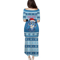 Personalized Blue Tiger Christmas Puletasi Kawaii Derpy Tiger Santa Mode - Wonder Print Shop