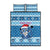 Personalized Blue Tiger Christmas Quilt Bed Set Kawaii Derpy Tiger Santa Mode - Wonder Print Shop