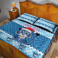 Personalized Blue Tiger Christmas Quilt Bed Set Kawaii Derpy Tiger Santa Mode - Wonder Print Shop