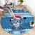 Personalized Blue Tiger Christmas Round Carpet Kawaii Derpy Tiger Santa Mode - Wonder Print Shop