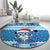 Personalized Blue Tiger Christmas Round Carpet Kawaii Derpy Tiger Santa Mode - Wonder Print Shop