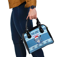 Personalized Blue Tiger Christmas Shoulder Handbag Kawaii Derpy Tiger Santa Mode - Wonder Print Shop