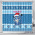 Personalized Blue Tiger Christmas Shower Curtain Kawaii Derpy Tiger Santa Mode - Wonder Print Shop