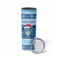 Personalized Blue Tiger Christmas Skinny Tumbler Kawaii Derpy Tiger Santa Mode - Wonder Print Shop