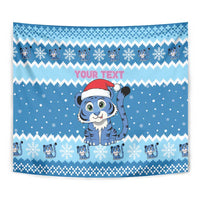 Personalized Blue Tiger Christmas Tapestry Kawaii Derpy Tiger Santa Mode - Wonder Print Shop