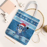 Personalized Blue Tiger Christmas Tote Bag Kawaii Derpy Tiger Santa Mode - Wonder Print Shop