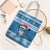 Personalized Blue Tiger Christmas Tote Bag Kawaii Derpy Tiger Santa Mode - Wonder Print Shop