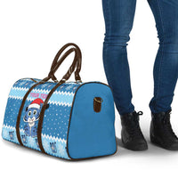 Personalized Blue Tiger Christmas Travel Bag Kawaii Derpy Tiger Santa Mode - Wonder Print Shop