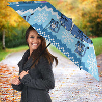 Personalized Blue Tiger Christmas Umbrella Kawaii Derpy Tiger Santa Mode - Wonder Print Shop