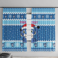 Personalized Blue Tiger Christmas Window Curtain Kawaii Derpy Tiger Santa Mode - Wonder Print Shop