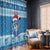 Personalized Blue Tiger Christmas Window Curtain Kawaii Derpy Tiger Santa Mode - Wonder Print Shop