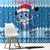Personalized Blue Tiger Christmas Window Curtain Kawaii Derpy Tiger Santa Mode - Wonder Print Shop