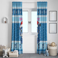 Personalized Blue Tiger Christmas Window Curtain Kawaii Derpy Tiger Santa Mode - Wonder Print Shop