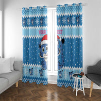 Personalized Blue Tiger Christmas Window Curtain Kawaii Derpy Tiger Santa Mode - Wonder Print Shop