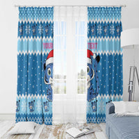 Personalized Blue Tiger Christmas Window Curtain Kawaii Derpy Tiger Santa Mode - Wonder Print Shop