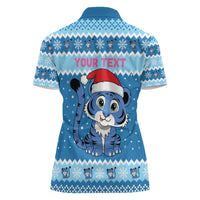 Personalized Blue Tiger Christmas Women Polo Shirt Kawaii Derpy Tiger Santa Mode - Wonder Print Shop