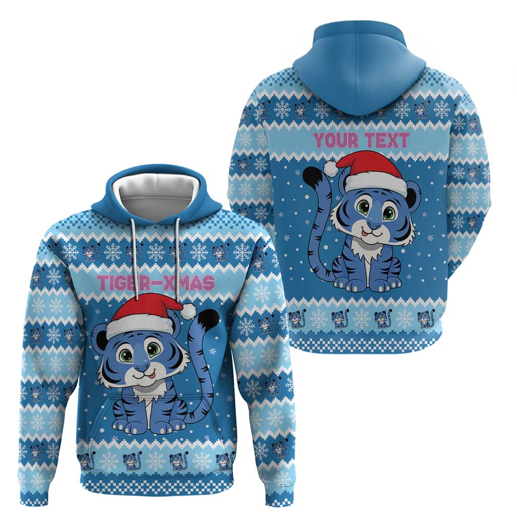 Personalized Blue Tiger Christmas Zip Hoodie Kawaii Derpy Tiger Santa Mode - Wonder Print Shop