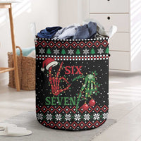 Funny Six Seven Skeleton Hand Laundry Basket Meme Gen Alpha Slang - Wonder Print Shop
