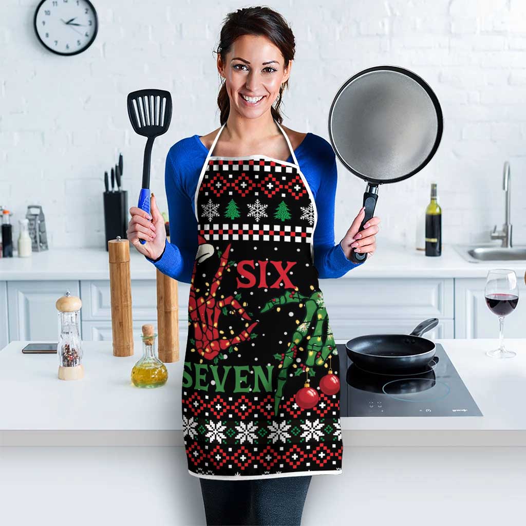 Funny Six Seven Skeleton Hand Apron Meme Gen Alpha Slang - Wonder Print Shop