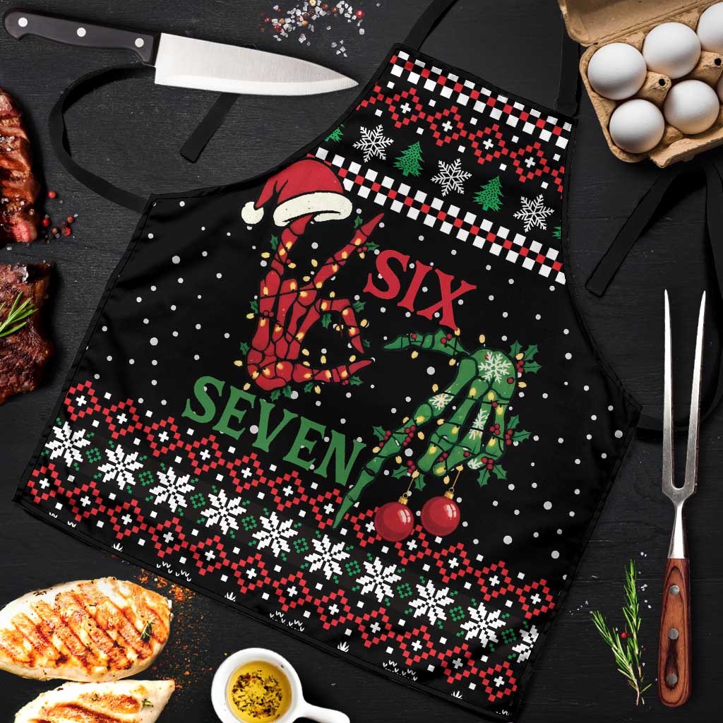 Funny Six Seven Skeleton Hand Apron Meme Gen Alpha Slang - Wonder Print Shop