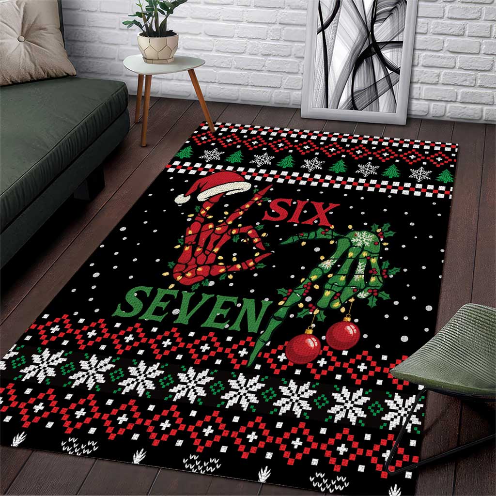 Funny Six Seven Skeleton Hand Area Rug Meme Gen Alpha Slang - Wonder Print Shop
