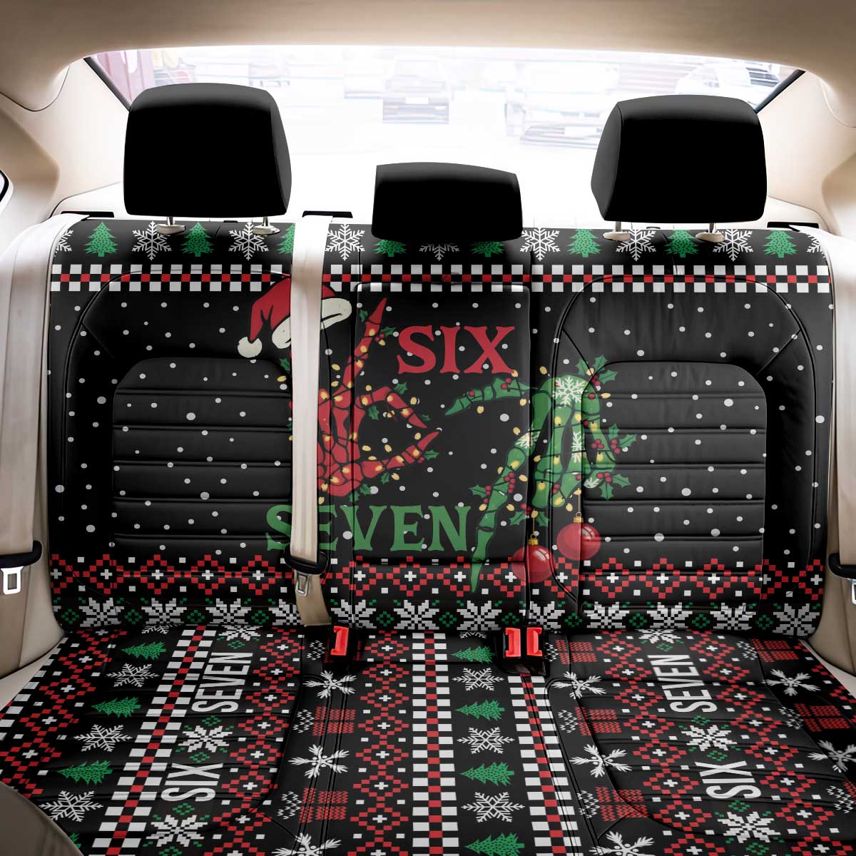 Funny Six Seven Skeleton Hand Back Car Seat Cover Meme Gen Alpha Slang - Wonder Print Shop