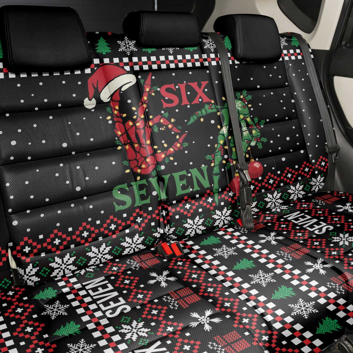 Funny Six Seven Skeleton Hand Back Car Seat Cover Meme Gen Alpha Slang - Wonder Print Shop