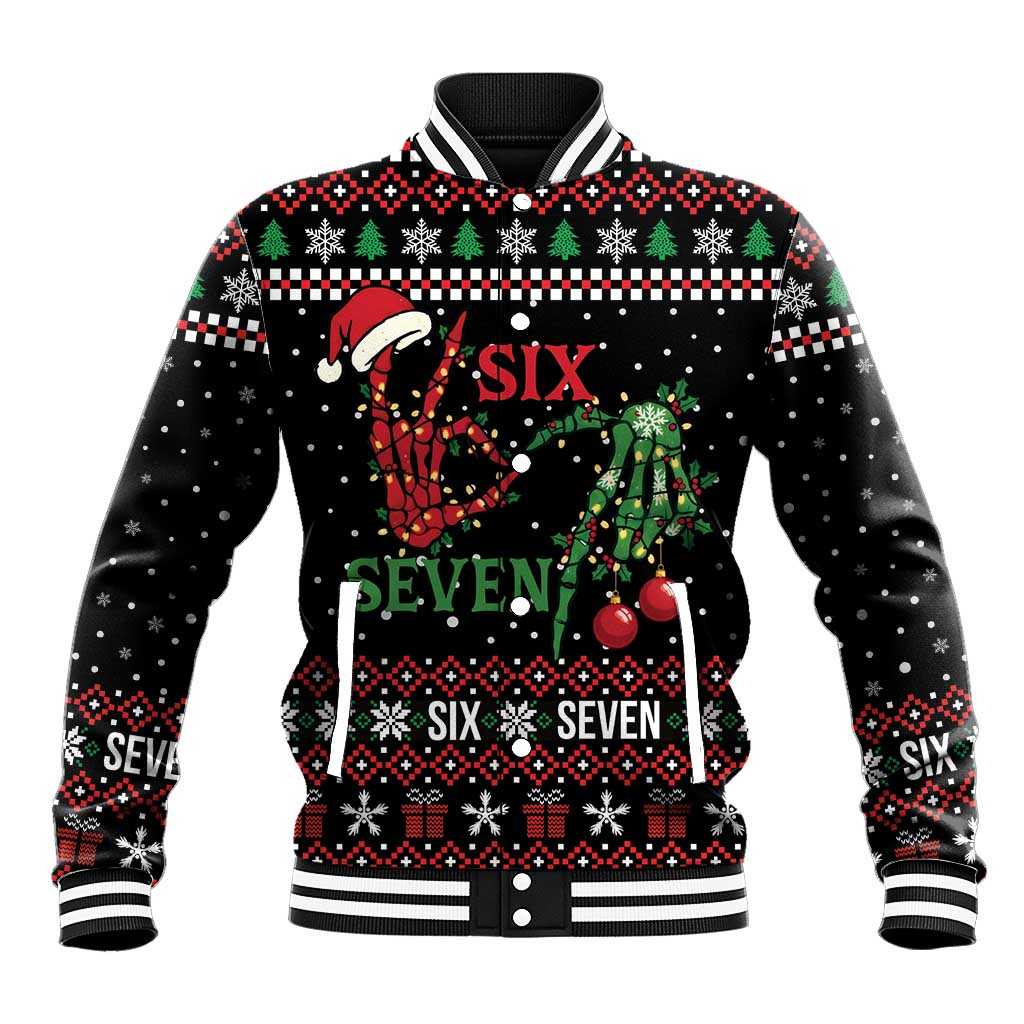 Funny Six Seven Skeleton Hand Baseball Jacket Meme Gen Alpha Slang - Wonder Print Shop