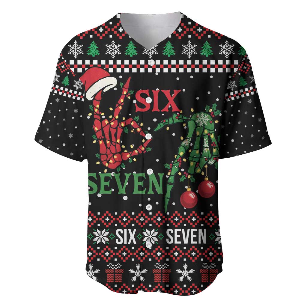 Funny Six Seven Skeleton Hand Baseball Jersey Meme Gen Alpha Slang - Wonder Print Shop
