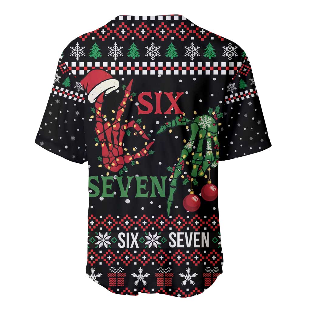 Funny Six Seven Skeleton Hand Baseball Jersey Meme Gen Alpha Slang - Wonder Print Shop