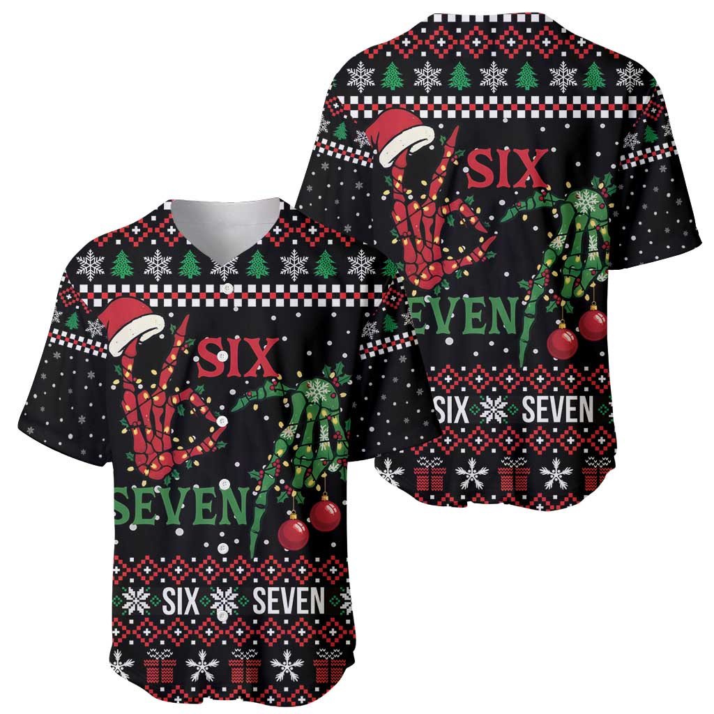 Funny Six Seven Skeleton Hand Baseball Jersey Meme Gen Alpha Slang - Wonder Print Shop