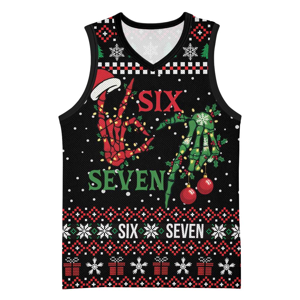 Funny Six Seven Skeleton Hand Basketball Jersey Meme Gen Alpha Slang - Wonder Print Shop