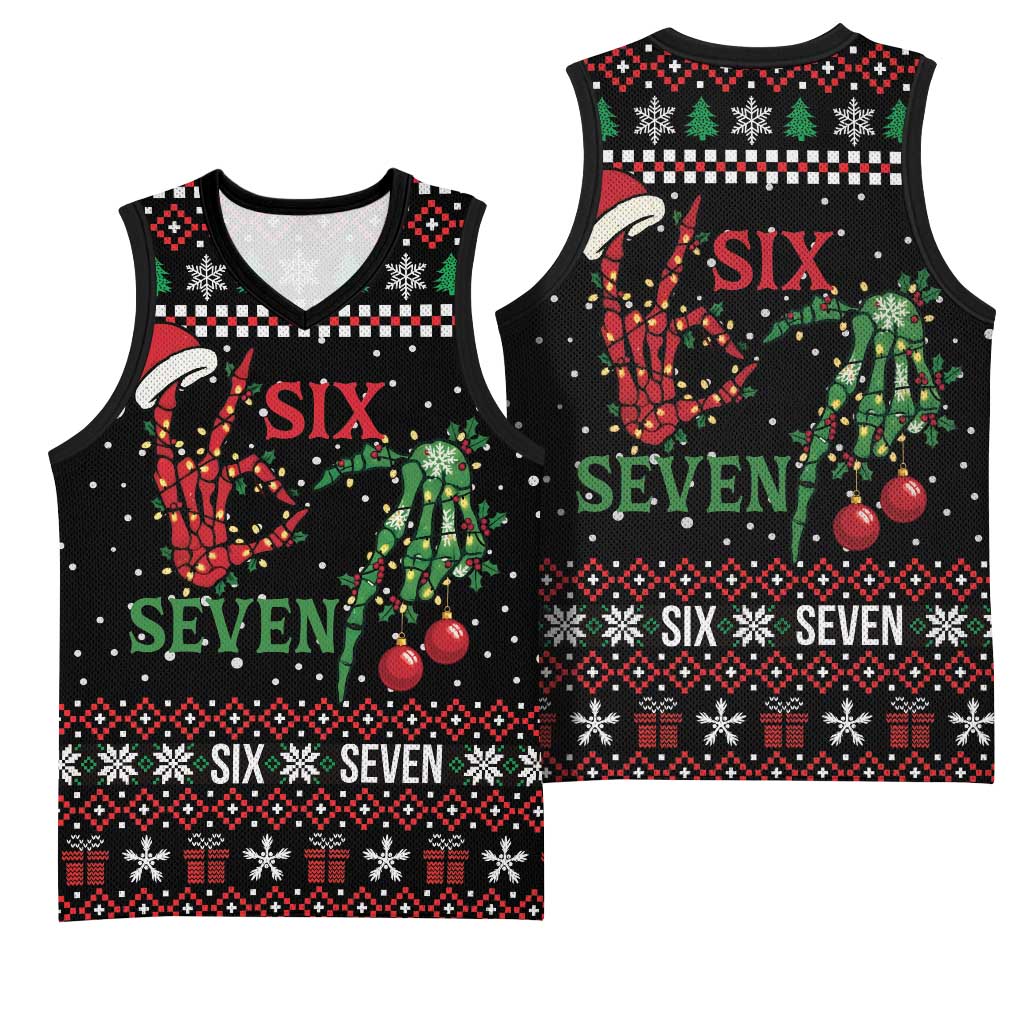 Funny Six Seven Skeleton Hand Basketball Jersey Meme Gen Alpha Slang - Wonder Print Shop